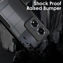 Fashionury Ultra-Hybrid Crystal Clear Back Cover Case for Oppo A59 5G | Total Camera Protection | Shockproof Design | Transparent Back (PC & TPU) Oppo A59 5G (Black Bumper)