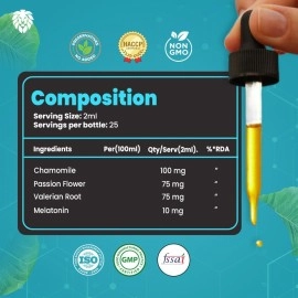 Healeo Melatonin 10mg Sleep Drops for Deep Sleep, Stress & Anxiety Relief | With Chamomile, Passion Flower & Valerian Root | Safe & Non Habit Forming - 50ml