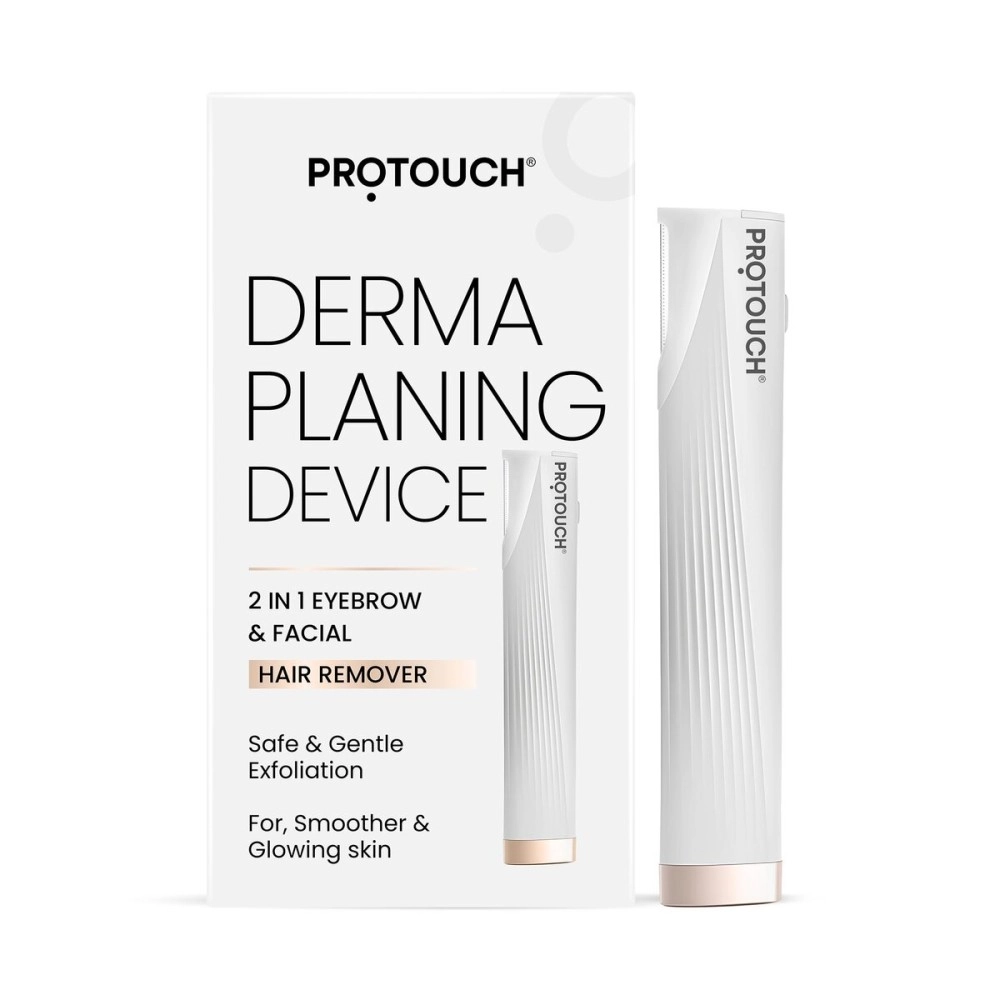 PROTOUCH Electric Dermaplaning Device | Beauty Tool | 2 in 1 Eyebrow & Face Hair Remover with Gentle Exfoliation | Quick, Painless, Smoother & Glowing Skin | 3 attachment | Easy & Safe to Use