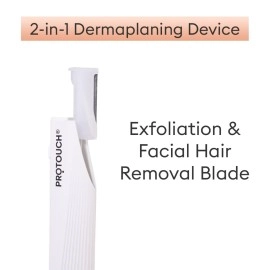 PROTOUCH Electric Dermaplaning Device | Beauty Tool | 2 in 1 Eyebrow & Face Hair Remover with Gentle Exfoliation | Quick, Painless, Smoother & Glowing Skin | 3 attachment | Easy & Safe to Use