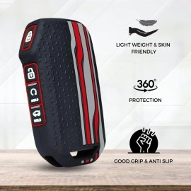 Keycept Tristar Key Cover for Kia Seltos 2024, 2023 Facelift HTX | Sonet Facelift | Carens | Carens Clavis | X Line | Carens Prestige 4 Button Smart Key (Black)