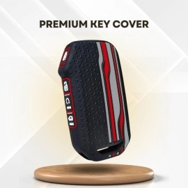 Keycept Tristar Key Cover for Kia Seltos 2024, 2023 Facelift HTX | Sonet Facelift | Carens | Carens Clavis | X Line | Carens Prestige 4 Button Smart Key (Black)
