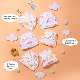 Superbottoms Basic Langot Pack of 12 | 100% Pure Cotton Double Layered | Extra Soft & Breathable for Baby Girl and Boy | Fits Medium to Large | Up to 5 Kg (0-6 Months)