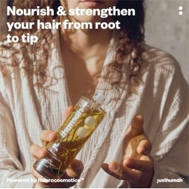 Justhuman AyuGrowth Fortifying Hair Oil | Amla, Brahmi, Bhringraj, Vertiver root & Ayurvedic | Clinically Proven 18-Oil blend |Reduces Hair Fall & breakage | Strengthens roots | 120ml