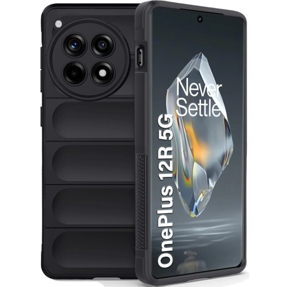 TheGiftKart Liquid Silicon Back Cover Case for OnePlus 12R 5G | Shockproof Military Grade Protection | Micro-Fibre Cloth On Inner Side | Built-in Anti-Slip Grip OnePlus 12R 5G Back Cover (TPU, Black)