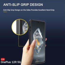TheGiftKart Liquid Silicon Back Cover Case for OnePlus 12R 5G | Shockproof Military Grade Protection | Micro-Fibre Cloth On Inner Side | Built-in Anti-Slip Grip OnePlus 12R 5G Back Cover (TPU, Black)