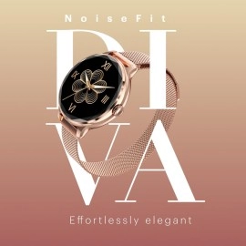 Noise Diva with Diamond Cut Dial, Glossy Metallic Finish, AMOLED Display, Premium Metal Straps, 100+ Watch Faces, Female Cycle Tracker Smart Watch for Women (Metallic Black)