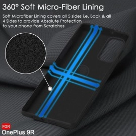 TheGiftKart Liquid Silicone Back Cover Case for OnePlus 9R 5G | Soft Micro-Fibre Lining Inside | Camera Protection Bump | Shockproof Back Cover for OnePlus 9R 5G (Silicone, Black)