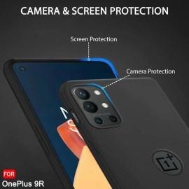 TheGiftKart Liquid Silicone Back Cover Case for OnePlus 9R 5G | Soft Micro-Fibre Lining Inside | Camera Protection Bump | Shockproof Back Cover for OnePlus 9R 5G (Silicone, Black)
