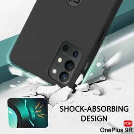 TheGiftKart Liquid Silicone Back Cover Case for OnePlus 9R 5G | Soft Micro-Fibre Lining Inside | Camera Protection Bump | Shockproof Back Cover for OnePlus 9R 5G (Silicone, Black)