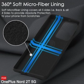 TheGiftKart Liquid Silicone Back Cover Case for OnePlus Nord 2T 5G | Soft Micro-Fibre Lining Inside | Camera Protection Bump | Shockproof Back Cover Case for OnePlus Nord 2T 5G (Silicone, Black)