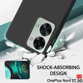 TheGiftKart Liquid Silicone Back Cover Case for OnePlus Nord 2T 5G | Soft Micro-Fibre Lining Inside | Camera Protection Bump | Shockproof Back Cover Case for OnePlus Nord 2T 5G (Silicone, Black)
