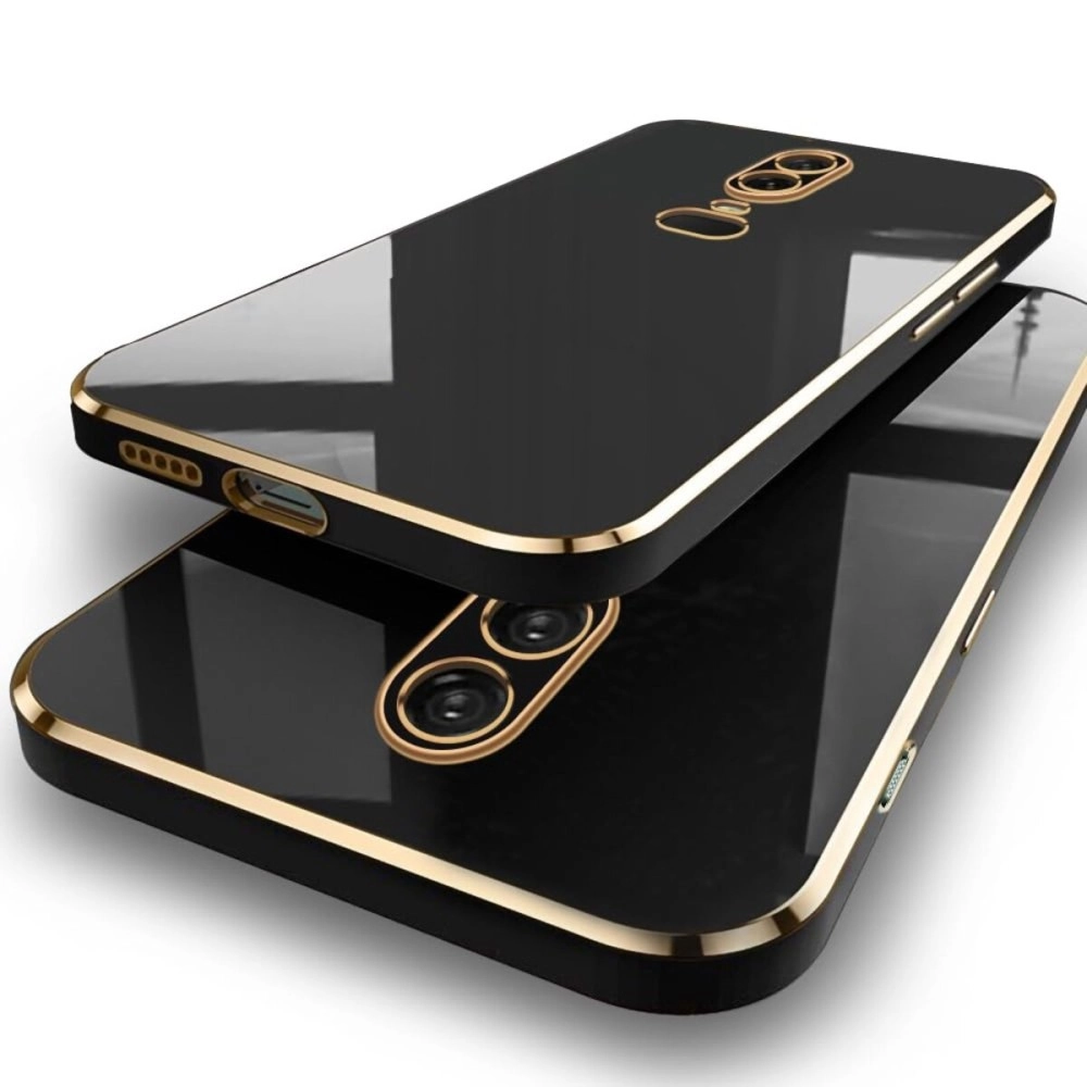 TheGiftKart Luxurious Golden-Plated Back Cover Case for OnePlus 6 | Raised Lips for Camera & Screen Protection | Shockproof Design | Stylish Back Cover Case for OnePlus 6 (TPU, Black)