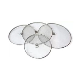 Faas Stainless Steel Vessel Net Cover Lid For Fruits Milk Food For Kitchen And Dining Table, Pack Of 4 (6,7, 8, 9 Inch), Multipurpose Strainer - Silver