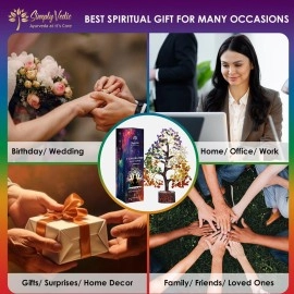 Simply Vedic 7 Chakra Crystals Tree of Life, Natural Healing Stone Tree for Positive Energy, Good Luck, Money, Wealth, Reiki, Feng Shui, Home Office Desk Decor, Spiritual Gift| Handmade Bonsai Tree