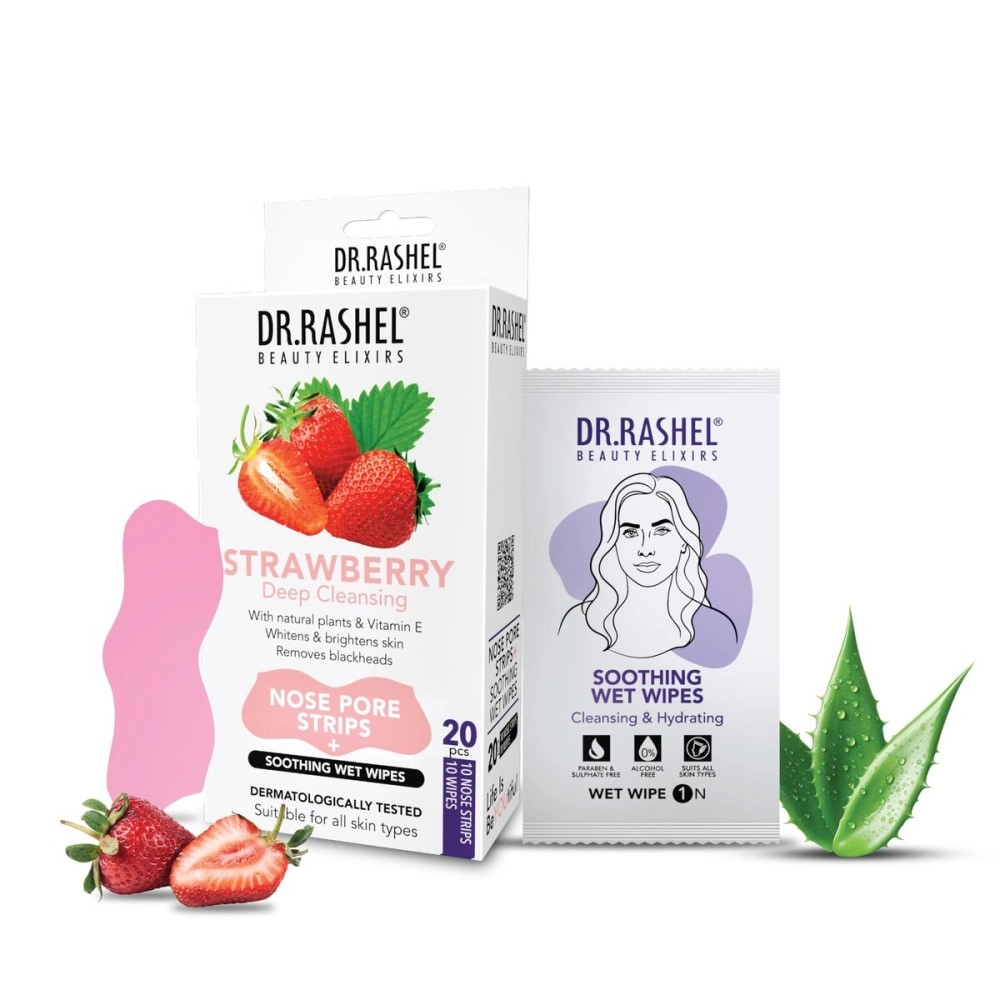 DR.RASHEL Strawberry Nose Strips | With Strawberry Extracts | Deep Pore Cleansing | Painless Blackhead Removal | Oil Control | 20 PCS