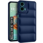 Fashionury Back Cover for Motorola Moto G34 / G45 5G | Matte Soft Case | Liquid Silicon Puff Case for Motorola Moto G34 / G45 5G with Camera Protection | (Blue)