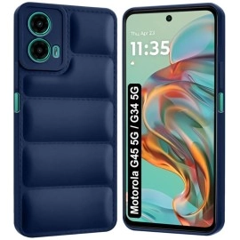 Fashionury Back Cover for Motorola Moto G34 / G45 5G | Matte Soft Case | Liquid Silicon Puff Case for Motorola Moto G34 / G45 5G with Camera Protection | (Blue)