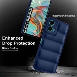 Fashionury Back Cover for Motorola Moto G34 / G45 5G | Matte Soft Case | Liquid Silicon Puff Case for Motorola Moto G34 / G45 5G with Camera Protection | (Blue)