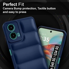 Fashionury Back Cover for Motorola Moto G34 / G45 5G | Matte Soft Case | Liquid Silicon Puff Case for Motorola Moto G34 / G45 5G with Camera Protection | (Blue)