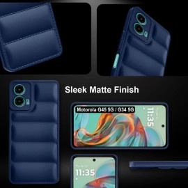 Fashionury Back Cover for Motorola Moto G34 / G45 5G | Matte Soft Case | Liquid Silicon Puff Case for Motorola Moto G34 / G45 5G with Camera Protection | (Blue)