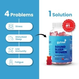 Gytree Sound Sleep Gummies for Women with Melatonin 5 mg & Ashwagandha | Non-Addictive Sleep Gummies | Improves Sleep, Relaxes Nerves & Busts Stress | Sleep Supplement | Strawberry Flavour (Pack of 30