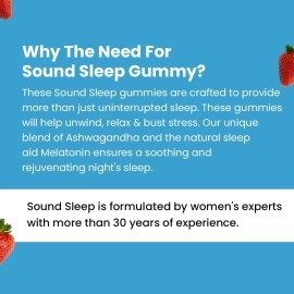 Gytree Sound Sleep Gummies for Women with Melatonin 5 mg & Ashwagandha | Non-Addictive Sleep Gummies | Improves Sleep, Relaxes Nerves & Busts Stress | Sleep Supplement | Strawberry Flavour (Pack of 30