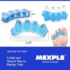 MEXPLE ToePro Toe Separators for Feet | 5 Holes Silicon High Elastic Toe Straightener Hammer Hallux Valgus Corrector Pain Relief Toe Straightener Achilles Stretcher, Toe Separator Foot Care, Toe