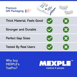MEXPLE ToePro Toe Separators for Feet | 5 Holes Silicon High Elastic Toe Straightener Hammer Hallux Valgus Corrector Pain Relief Toe Straightener Achilles Stretcher, Toe Separator Foot Care, Toe