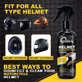 Antson Helmet Cleaner Spray 250 ML Helmet Interior Cleaner, Anti-Bacterial Spray for Helmet, Visor Cleaner, Anti-Bacterial Formula Protects Hair Loss and fungal infections