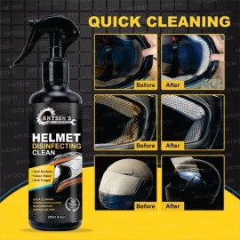 Antson Helmet Cleaner Spray 250 ML Helmet Interior Cleaner, Anti-Bacterial Spray for Helmet, Visor Cleaner, Anti-Bacterial Formula Protects Hair Loss and fungal infections