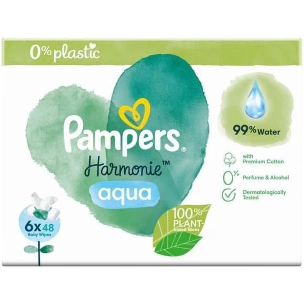 MAMA UNIVERSE Imported Pampers Harmonie Aqua Pure Baby Water Wipes, 6 Packs of 48 Wipes