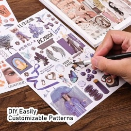 HASTHIP 50 Sheets Vintage Washi Stickers, Scrapbook Stickers for Junk Journals, Aesthetic Sticker Book for Journaling Supplies, Art Bullet Journals, Scrapbooking and Paper Work, Home Decor