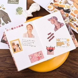 HASTHIP 50 Sheets Vintage Washi Stickers, Scrapbook Stickers for Junk Journals, Aesthetic Sticker Book for Journaling Supplies, Art Bullet Journals, Scrapbooking and Paper Work, Home Decor