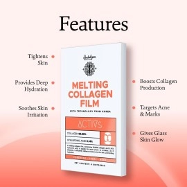 Indulgeo Essentials Melting Collagen Film Patches For Hydrating Skin | Set Of 4 Full Face Pack Mask Reduces Wrinkles & Gives Instant Plumpness | Self-Dissolving Korean Skincare Skin Patch Made With C