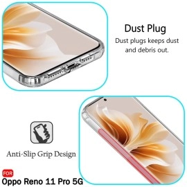 TheGiftKart Back Cover Soft Case for Oppo Reno 11 Pro 5G | Best Camera Protection | Inbuilt Dust Plugs & Anti-Slip Grip | Ultra Clear Slim Back Cover Case for Oppo Reno 11 Pro (Silicone, Transparent)