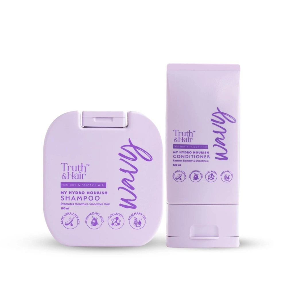 TRUTH & HAIR Hydro Nourish Conditioner and Hydro Nourish Shampoo for Wavy Hair | Perfect Hair Care Combo Pack (180ml+120ml)