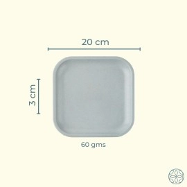 Irida Naturals Rice Husk & Bamboo Fiber Square Multipurpose Plate| 8 inch Set of 4| Eco-Friendly,Lightweight & Unbreakable Plates | Microwave Safe Serving Plates | for Hot & Cold Serving (Multicolor)