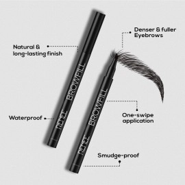 RENEE Browfill Eyebrow Pen- Black, Waterproof & Smudge-proof, One Swipe Application with Micro Precision, Natural & Long-lasting Finish, For Denser & Fuller Eyebrows, Easy to use, Cruelty-free