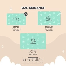 R for Rabbit Waterproof Quick Dry Sheet for Baby, Anti-Piling Fleece Breatheable Fabric Extra Absorbent Instant Dry Baby Bed/Cot Protector Mat (Size-S,Green-Grey,Pack of 2 Combo)