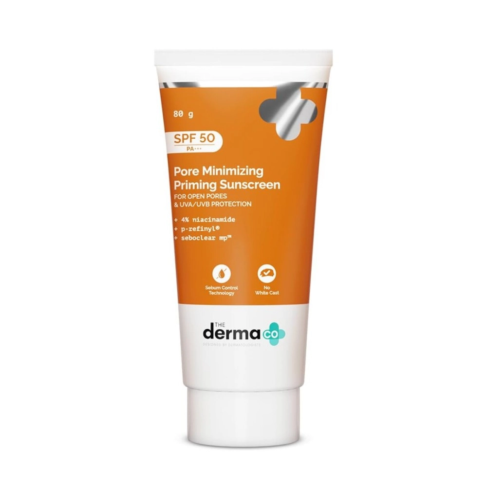 The Derma Co Pore Minimizing Priming All Skin Type Sunscreen With Spf 50 & Pa+++ For Open Pores & Uva/Uvb Protection - 80 G