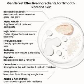 WildOak Korean Rice Face Scrub | Glass Skin & De-Tan | Boosts Collagen Naturally | Gentle Exfoliation for Glowing, Youthful Skin | Anti-Aging & Tan Removal | Hydrates & Repairs Skin Barrier | 100g