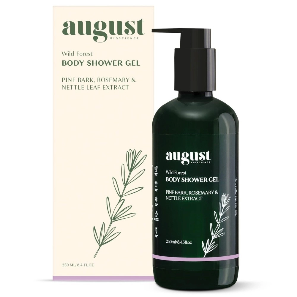 August Bioscience Wild Forest Body Shower Gel with Pine Bark Rosemary Nettle Leaf Extract 250 ml