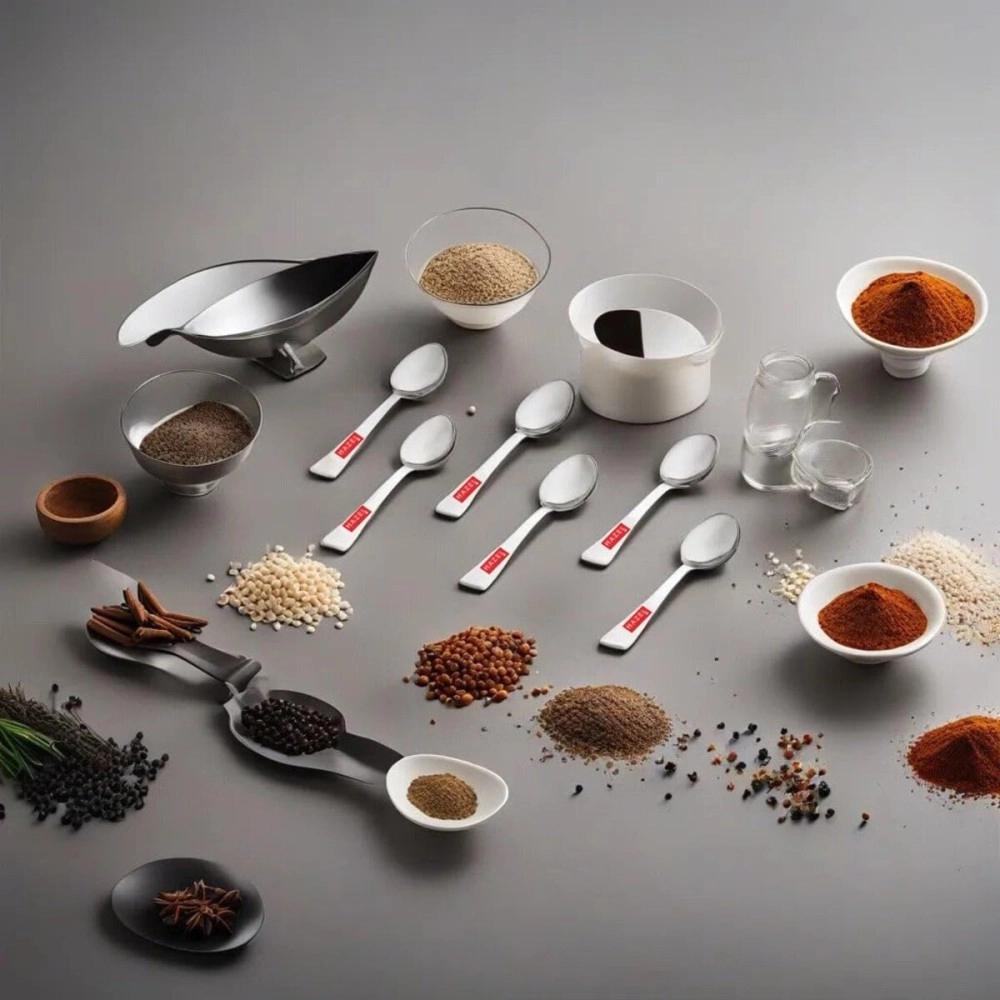 HAZEL Stainless Steel Masala Spoons for Small Containers Mini Spoon for Masala Dabba Spices Spoons, Set of 6