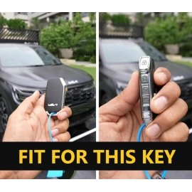 SHOPOFLUX Leather TPU Key Cover Compatible with Kia Seltos 2024 2023 Facelift HTX | Carens Calvis X Line | Sonet Facelift 4 Button Smart Key (Silver)
