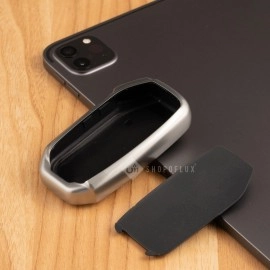 SHOPOFLUX Leather TPU Key Cover Compatible with Kia Seltos 2024 2023 Facelift HTX | Carens Calvis X Line | Sonet Facelift 4 Button Smart Key (Silver)