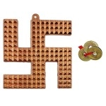 ARTISKRITI Copper Swastik Pyramid Vastu Yantra for Home Entrance Door Hanging Positive Energy Vibrations and Vastu Dosh Nivaran Items with Feng Shui Coin