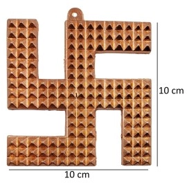 ARTISKRITI Copper Swastik Pyramid Vastu Yantra for Home Entrance Door Hanging Positive Energy Vibrations and Vastu Dosh Nivaran Items with Feng Shui Coin