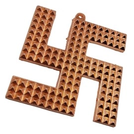 ARTISKRITI Copper Swastik Pyramid Vastu Yantra for Home Entrance Door Hanging Positive Energy Vibrations and Vastu Dosh Nivaran Items with Feng Shui Coin
