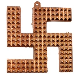 ARTISKRITI Copper Swastik Pyramid Vastu Yantra for Home Entrance Door Hanging Positive Energy Vibrations and Vastu Dosh Nivaran Items with Feng Shui Coin